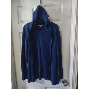 Marled Cardigan Sweater Size S Blue Hooded